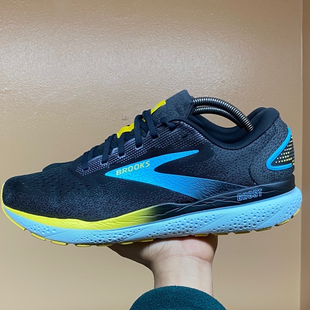 Brooks Ghost 16 Mens Running Sneakers “Black/Forged Iron/Blue” Size 12 Wide - Picture 3 of 16